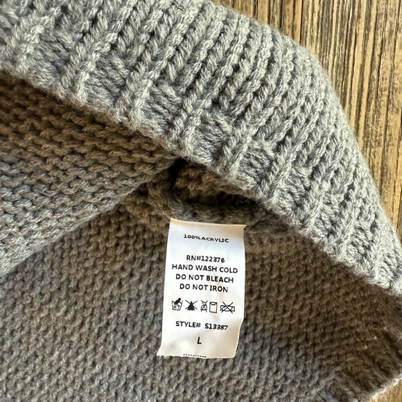 Gray Mustard Seed Oversized Sweater with Ruffle Sleeves - Picture 9 of 10